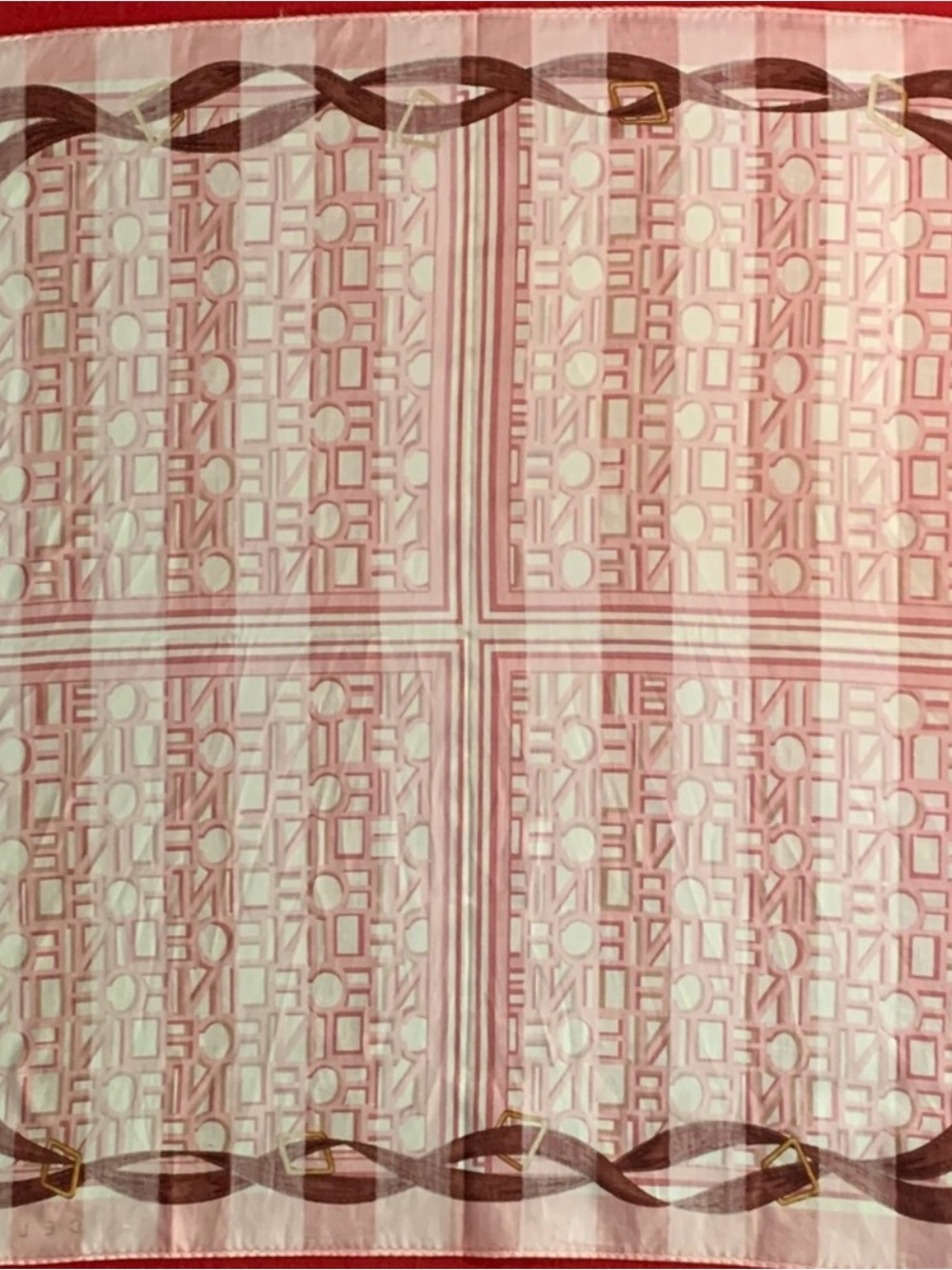 Celine Pink Scarf with Brown Strap and Gold Hardware Print - Picture 4 of 6